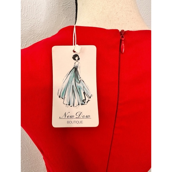 New Dow Boutique Classic Collection Sexy Red 50's Retro Pencil Dress, L - Picture 7 of 15